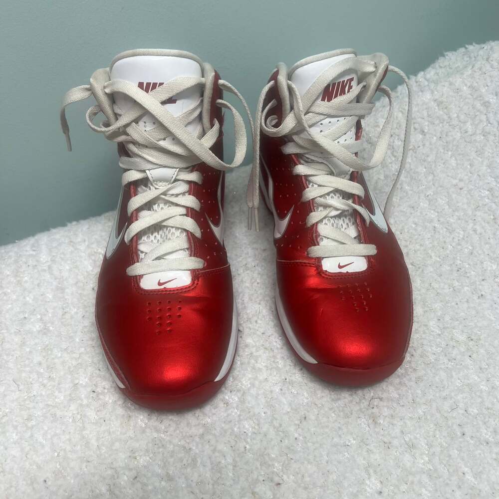 Nike Air Max Hyped Womens Athletic Shoes Size 8 Red White Basketball Hoops